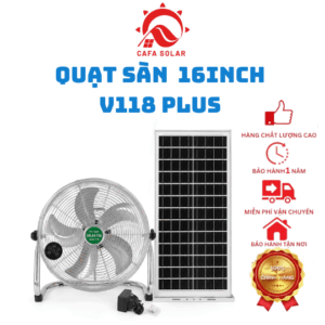 Quạt Sàn 5 Cánh, 16 Inch Năng Lượng Mặt Trời