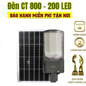 Đèn công trình CT800W năng lượng mặt trời, vỏ nhôm tản nhiệt nhanh, 200 chip led sáng mạnh, dung lượng pin khủng